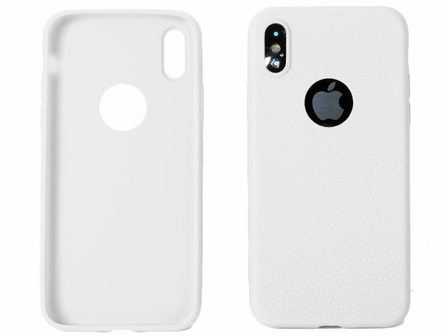 Apple Iphone X用 レザー素材風 ロゴフリー Tpuソフトケース ホワイト