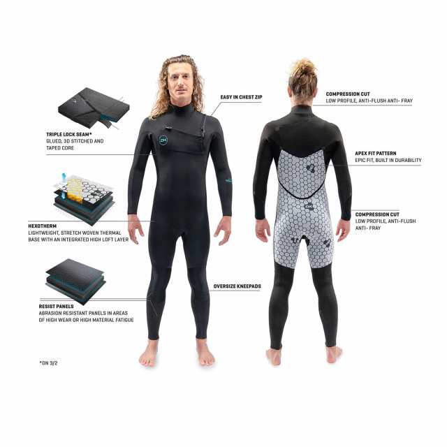 (取寄) ダカインウェットスーツ メンズ ミッション 3/2MM チェスト-ジップ フル ウェットスーツ - メンズ Dakine Wetsuits  men Mission 3｜au PAY マーケット