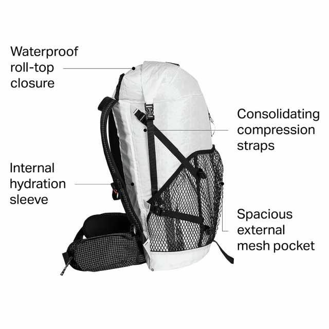 (取寄) ハイパーライトマウンテンギア 2400 40L バックパック Hyperlite Mountain Gear 2400 Windrider  40L Backpack White｜au PAY マーケット