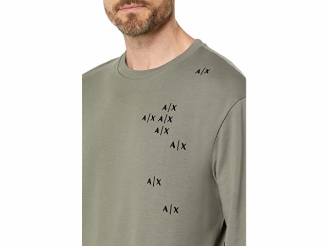 輝い 取寄 アルマーニエクスチェンジ メンズ スキャッタード ロゴ スウェットシャツ Armani Exchange men Scattered  Logo Sweatshirt Pewter