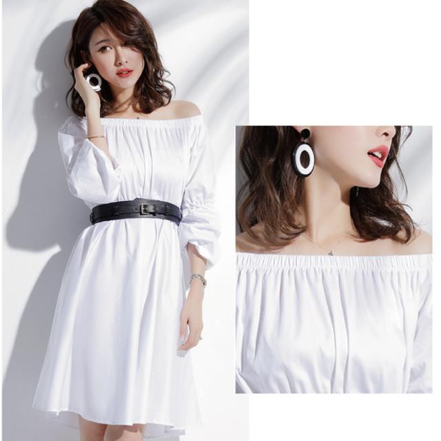 春新作 オフショルワンピース 春カラー ひざ丈 オフショルダー 春夏 トレンド 七分袖 の通販はau Pay マーケット Manajily
