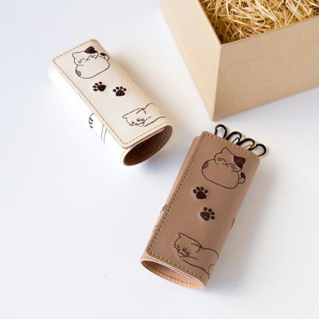 キーケース 刺繍 猫 ステッチ 鍵入れ キーホルダー スマートキー 車 4連 本革 レザー ねこ シンプル プチギフト 誕生日 メール便送料無料の通販はau Pay マーケット スマホケースの店 けーたい自慢