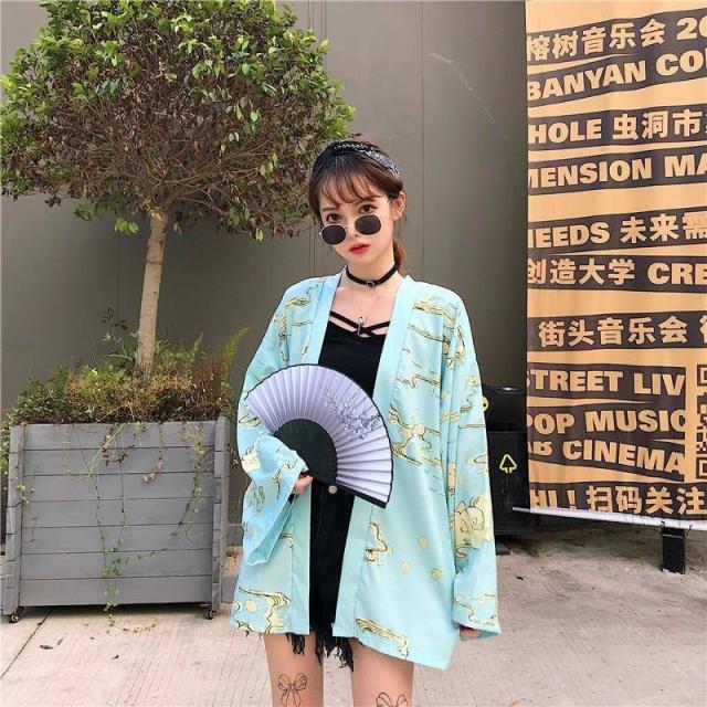 レディースファッション 日本女性原宿ブラウスカーディガン日本の着物アジアの服鯉プリントシャツトップスカジュアル着物ファム着物コスの通販はau Pay マーケット Allier Shop