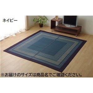 モダン い草 ラグマット/絨毯 〔ネイビー 約191cm×191cm〕 日本製 抗菌 
