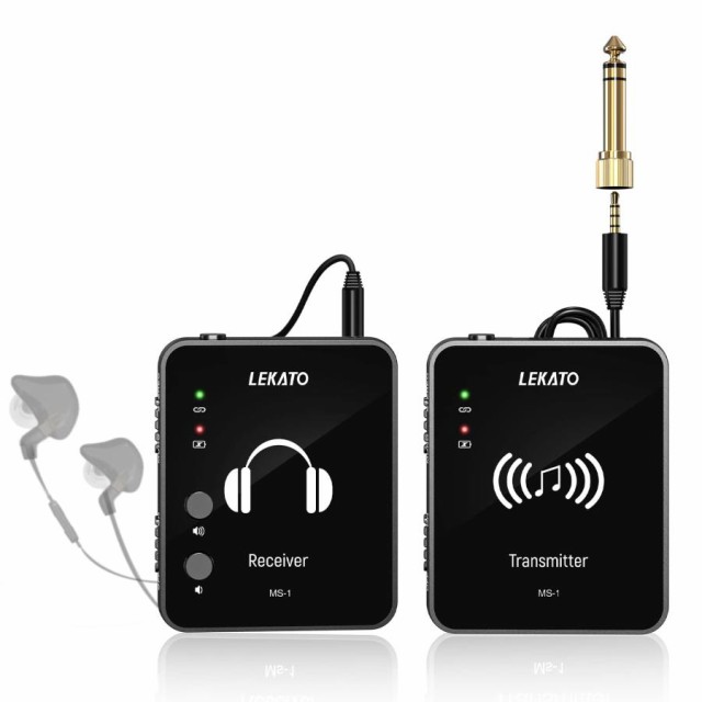 LEKATO ワイヤレス インイヤーモニター システム 2カラー システム IEM 送信機 受信機 無線 2.4GHz 自動ペアリング ロスレスサウンド品質