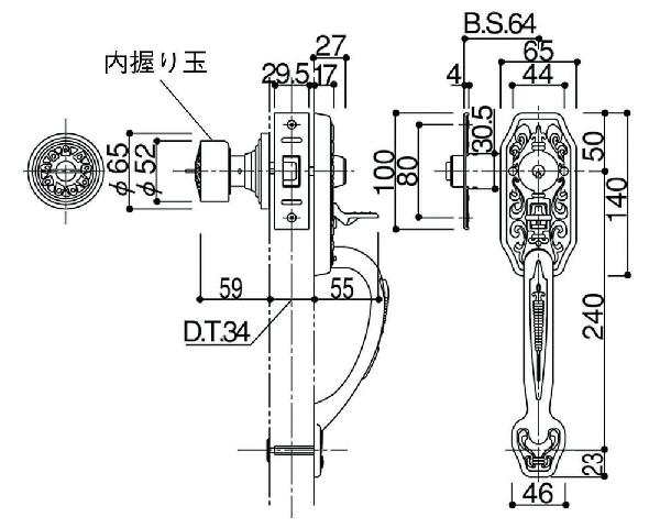 YKK AP メンテナンス部品】 内握り玉・サムターン (HH-J-0005)の通販は