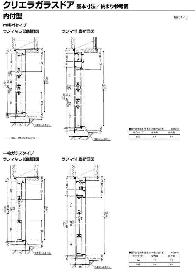 クリエラガラスドア 親子 内付型 1枚ガラス仕様 バーハンドル 1220 W : 1240mm × H : 2004mm 店舗 事務所 ドア  LIXIL リクシル TOSTEM ｜au PAY マーケット