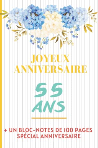 Carte Joyeux Anniversaire 55 Ans - Avec Enveloppes - Qualité Luxe - Origine France