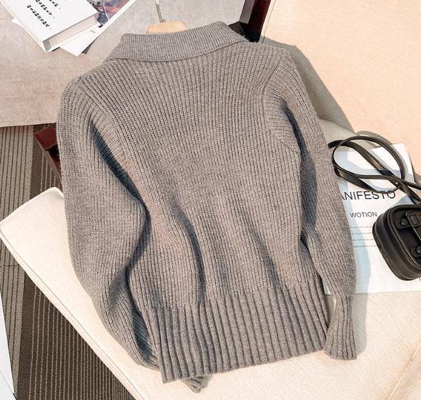 トップス 2色 セーター 萌え袖 袖あり 長袖 Vネック プルオーバー