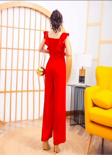 セットアップ オールインワン サロペット ワイドパンツ ストレートパンツ ロング ロング丈 アンクル丈 袖なし ノースリーブ フレンチスリーブ ホルンスリーブ スクエアネック ストレート ワイド ファスナー ポケット ハイウエスト かわいい 大人可愛い きれいめ シンプル 大人_12
