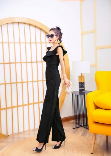 セットアップ オールインワン サロペット ワイドパンツ ストレートパンツ ロング ロング丈 アンクル丈 袖なし ノースリーブ フレンチスリーブ ホルンスリーブ スクエアネック ストレート ワイド ファスナー ポケット ハイウエスト かわいい 大人可愛い きれいめ シンプル 大人_15