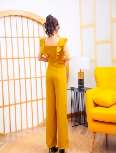 セットアップ オールインワン サロペット ワイドパンツ ストレートパンツ ロング ロング丈 アンクル丈 袖なし ノースリーブ フレンチスリーブ ホルンスリーブ スクエアネック ストレート ワイド ファスナー ポケット ハイウエスト かわいい 大人可愛い きれいめ シンプル 大人_4
