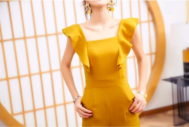 セットアップ オールインワン サロペット ワイドパンツ ストレートパンツ ロング ロング丈 アンクル丈 袖なし ノースリーブ フレンチスリーブ ホルンスリーブ スクエアネック ストレート ワイド ファスナー ポケット ハイウエスト かわいい 大人可愛い きれいめ シンプル 大人_6