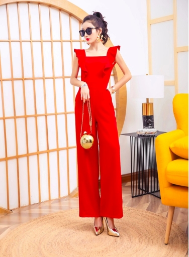 セットアップ オールインワン サロペット ワイドパンツ ストレートパンツ ロング ロング丈 アンクル丈 袖なし ノースリーブ フレンチスリーブ ホルンスリーブ スクエアネック ストレート ワイド ファスナー ポケット ハイウエスト かわいい 大人可愛い きれいめ シンプル 大人_9