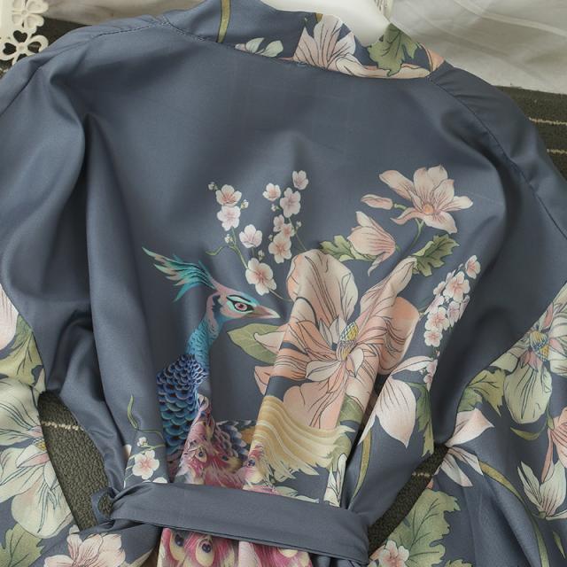 ルームウェア パジャマ ガウン ネグリジェ 膝下 ミモレ ミモレ丈