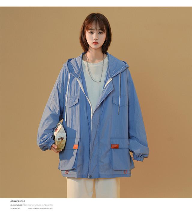 トップス デート パーカー 上着 袖あり 長袖 襟なし ワイド 前開き