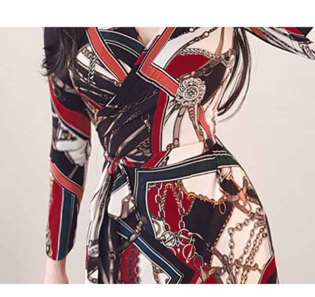 ワンピース デート 膝下 袖あり 長袖 Vネック 襟なし Iライン かわいい