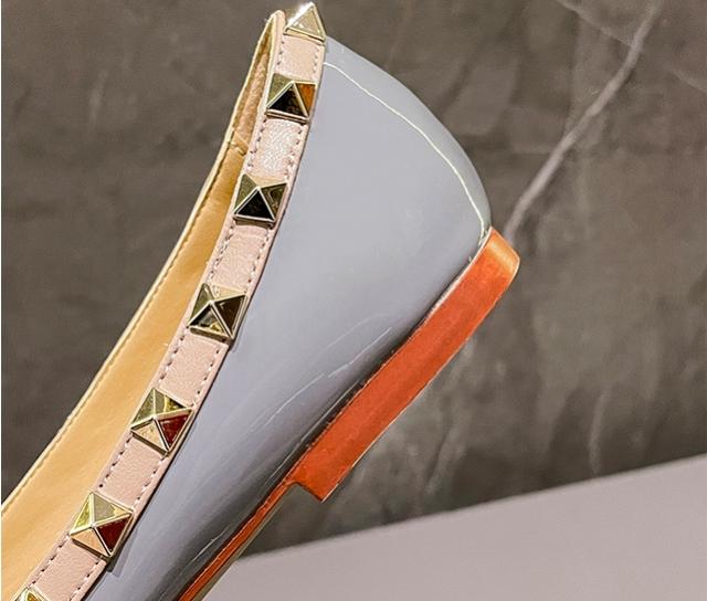 スタッズ付き フラット ペタンコ シューズ 靴 くつ クツ パンプス