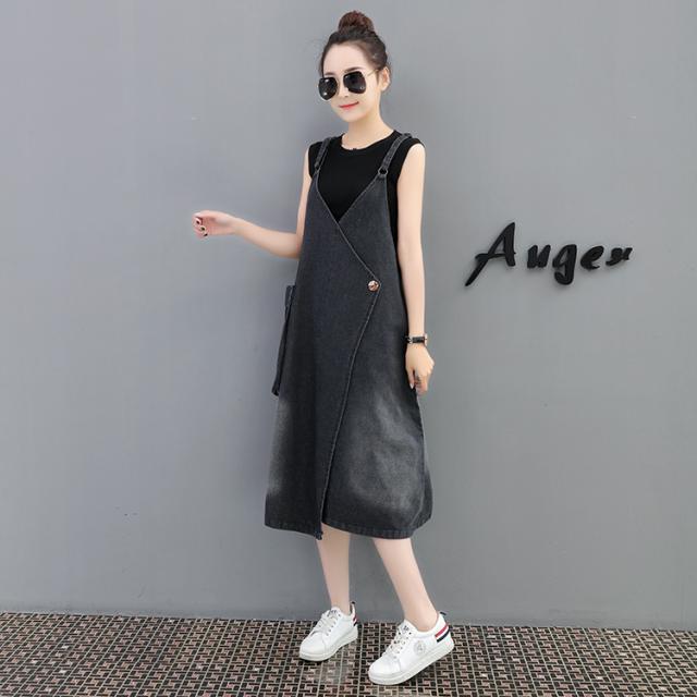 デニムオーバーオール サロペット シャンパー ひざ丈 膝下 袖なし Vネック かわいい 大人可愛い きれいめ シンプル カジュアル 大人 上品 おしゃれ お洒落 かっこいい こなれ感 ラフ メンズライク マニッシュ ボーイッシュ ラブリー キュート 個性的 主役級 存在感 とろみ感_12