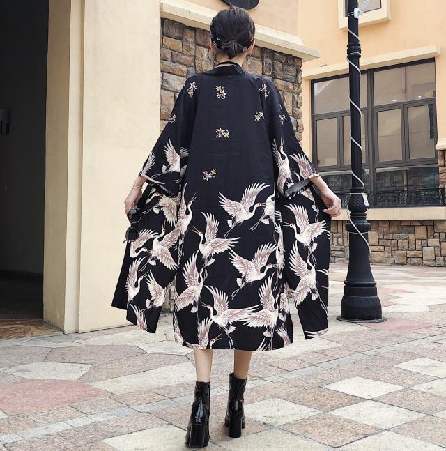 和柄 ロングカーディガン 羽織 和風 着物風 アウター カーディガン 