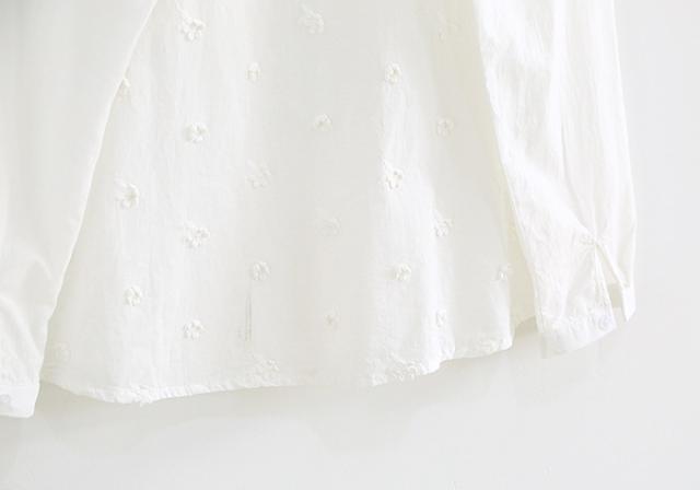 花柄 刺繍 ブラウス トップス シャツ 袖あり 長袖 ドロップショルダー