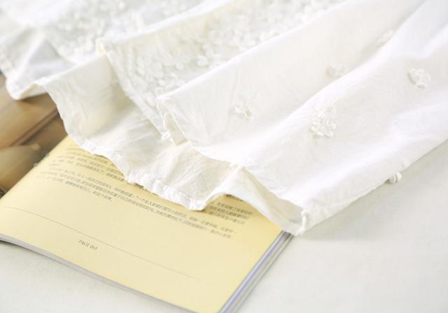 花柄 刺繍 ブラウス トップス シャツ 袖あり 長袖 ドロップショルダー