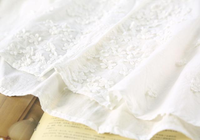 花柄 刺繍 ブラウス トップス シャツ 袖あり 長袖 ドロップショルダー