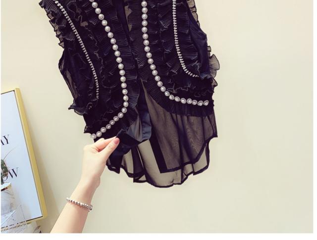 ゴージャスパール ノースリーブトップス 袖なし ハイネック 襟なし