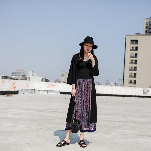 ボヘミアンワイドボトムス ゆったり 7分丈 ガウチョ かわいい 大人可愛い シンプル カジュアル 大人 上品 おしゃれ お洒落 かっこいい こなれ感 ラフ ラブリー キュート 個性的 主役級 存在感 とろみ感 抜け感 春 夏 秋 誕生日 母の日 バレンタイン 10代 20代 30代 40代 50代