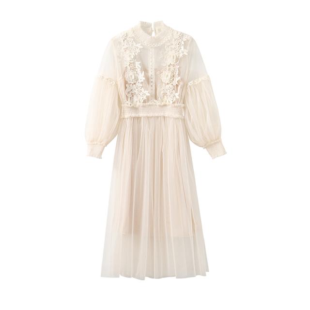 チュールドレス ワンピース 膝下 袖あり フレア セミフレア Aライン かわいい 大人可愛い きれいめ シンプル カジュアル 大人 上品 おしゃれ お洒落 かっこいい 大人可愛い 大人女子 こなれ感 ラフ ラブリー キュート 個性的 主役級 存在感 とろみ感 抜け感 無地 春 夏 秋 冬 チュールドレス ワンピース 膝下 袖あり フレア セミフレア Aライン