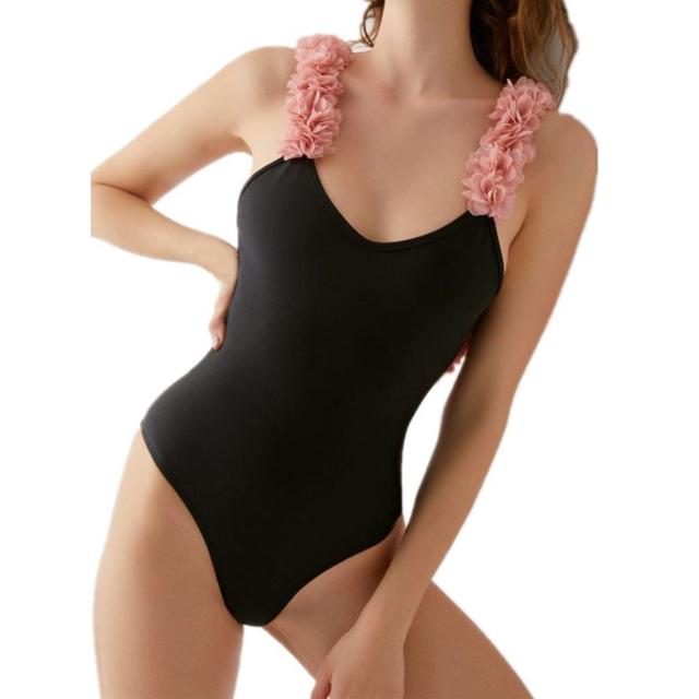 3Dフラワーモチーフ 水着 スイムウェア ワンピース水着 体系カバー水着
