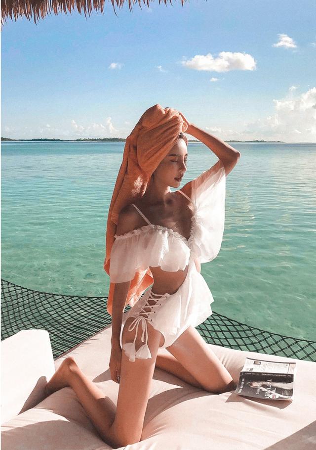 フリル サイド紐 水着 モノキニ セクシービキニ 体系カバー水着 オフ