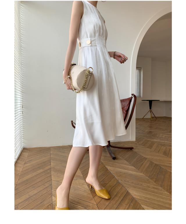 ワンピース フレアワンピース 膝丈 ひざ丈 ミモレ ミモレ丈 袖なし