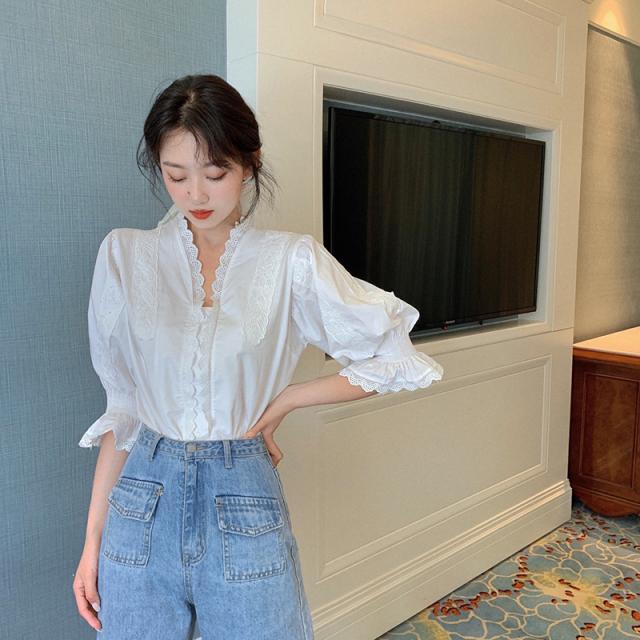 パワーショルダー パワショル トップス シャツ ブラウス 白トップス 袖