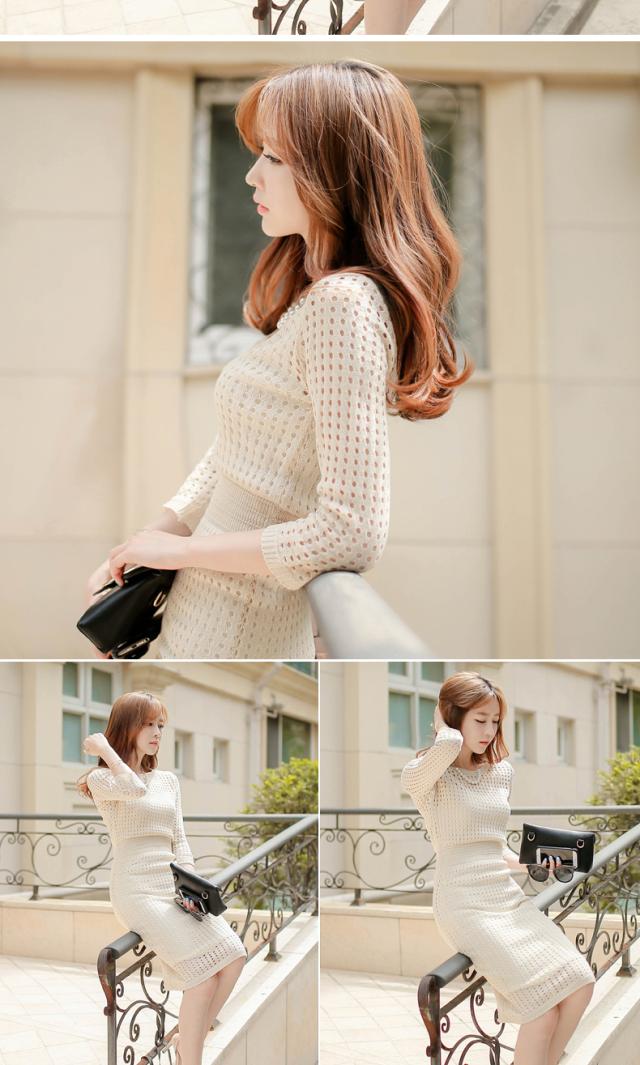 七分袖ワンピース 膝丈 ひざ丈 膝下 袖あり 7分袖 七分袖 Uネック ラウンドネック 襟なし タイト 細身 フリル ニット かわいい 大人可愛い きれいめ シンプル カジュアル 大人 上品 おしゃれ お洒落 大人可愛い 大人女子 こなれ感 ラブリー キュート エレガント 主役級 存在感 七分袖ワンピース 膝丈 ひざ丈 膝下 袖あり 7分袖 七分袖 Uネック