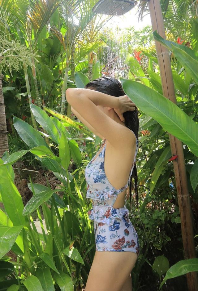 プリント小花柄水着 スイムウェア 三角ビキニ セパレート 日焼け防止