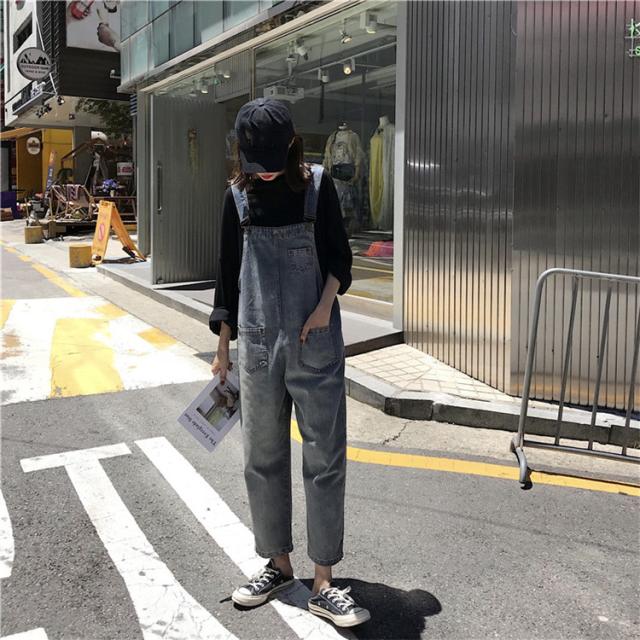 デニムサロペット ボトムス サロペット Gパン アンクル丈 ストレート ポケット デニム ブルーデニム かわいい 大人可愛い きれいめ シンプル カジュアル 大人 おしゃれ お洒落 かっこいい レトロ 大人女子 こなれ感 ラフ メンズライク マニッシュ ボーイッシュ スポーティー_3