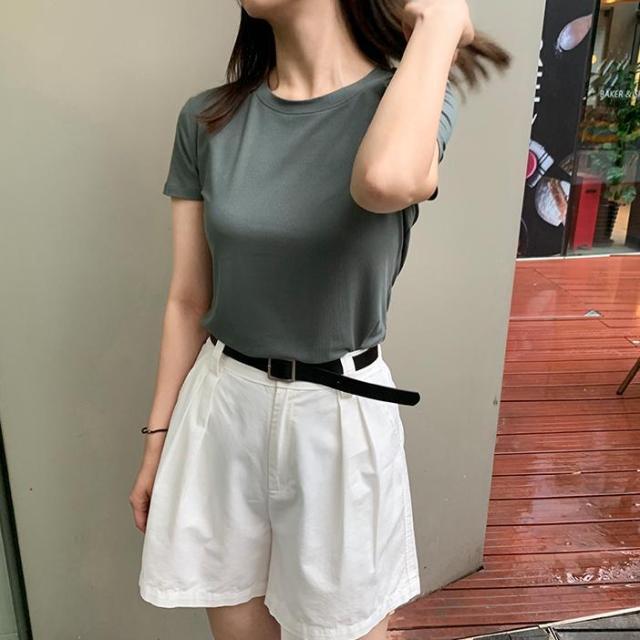 トップス Tシャツ 袖あり 半袖 Uネック かわいい 大人可愛い きれいめ シンプル カジュアル 大人 上品 おしゃれ お洒落 かっこいい 大人可愛い 大人女子 こなれ感 ラフ スポーティー ガーリー ルーズ クール モード系 エレガント フォーマル 無地 春 夏 10代 20代 30代_16