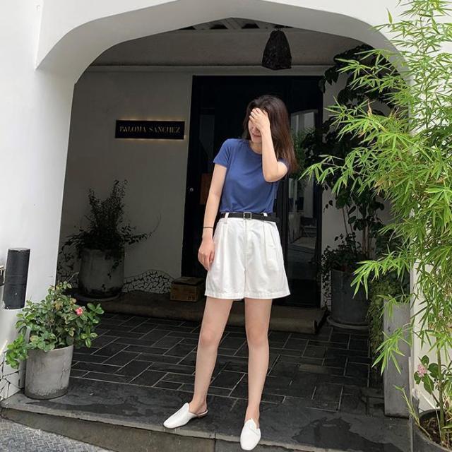 トップス Tシャツ 袖あり 半袖 Uネック かわいい 大人可愛い きれいめ シンプル カジュアル 大人 上品 おしゃれ お洒落 かっこいい 大人可愛い 大人女子 こなれ感 ラフ スポーティー ガーリー ルーズ クール モード系 エレガント フォーマル 無地 春 夏 10代 20代 30代_7