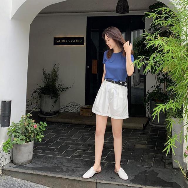トップス Tシャツ 袖あり 半袖 Uネック かわいい 大人可愛い きれいめ シンプル カジュアル 大人 上品 おしゃれ お洒落 かっこいい 大人可愛い 大人女子 こなれ感 ラフ スポーティー ガーリー ルーズ クール モード系 エレガント フォーマル 無地 春 夏 10代 20代 30代_8