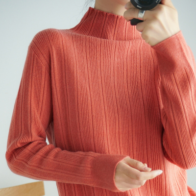 リブニット モックネック きれいめ トップス ニットソー セーター 長袖 ハイネック プチハイネック リブ 編み込み ニット かわいい 大人可愛い シンプル カジュアル 大人 上品 おしゃれ こなれ感 ラブリー キュート ガーリー 無地 秋 冬 10代 20代 30代 40代 50代 60代