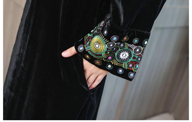 個性的 着物ガウン ガウン アウター ロング ロング丈 袖あり 長袖 襟なし 刺繍 ウエストマーク ウエストリボン 前開き かわいい 大人可愛い きれいめ シンプル 大人 上品 おしゃれ かっこいい レトロ アジアン エスニック エキゾチック 大人女子 こなれ感 ラフ 個性的 クール_4