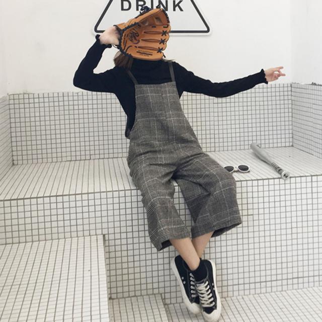 セットアップ サロペット ストレートパンツ クロップドパンツ アンクル丈 ストレート かわいい 大人可愛い きれいめ シンプル カジュアル 大人 上品 おしゃれ レトロ 大人女子 こなれ感 ラフ マニッシュ ラブリー キュート ガーリー ルーズ 個性的 モダン チェック柄_2