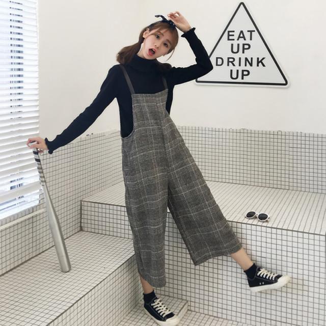 セットアップ サロペット ストレートパンツ クロップドパンツ アンクル丈 ストレート かわいい 大人可愛い きれいめ シンプル カジュアル 大人 上品 おしゃれ レトロ 大人女子 こなれ感 ラフ マニッシュ ラブリー キュート ガーリー ルーズ 個性的 モダン チェック柄_3