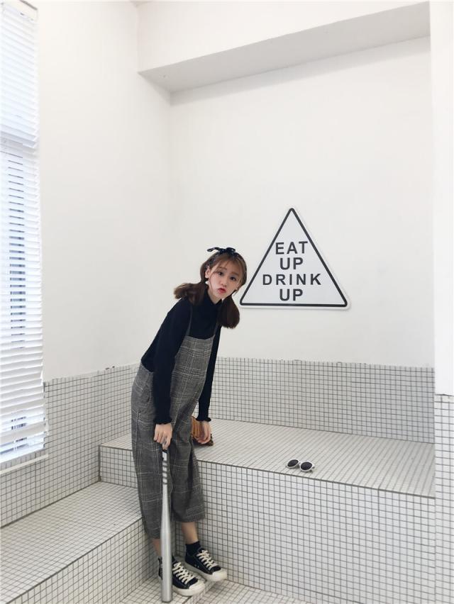 セットアップ サロペット ストレートパンツ クロップドパンツ アンクル丈 ストレート かわいい 大人可愛い きれいめ シンプル カジュアル 大人 上品 おしゃれ レトロ 大人女子 こなれ感 ラフ マニッシュ ラブリー キュート ガーリー ルーズ 個性的 モダン チェック柄_7