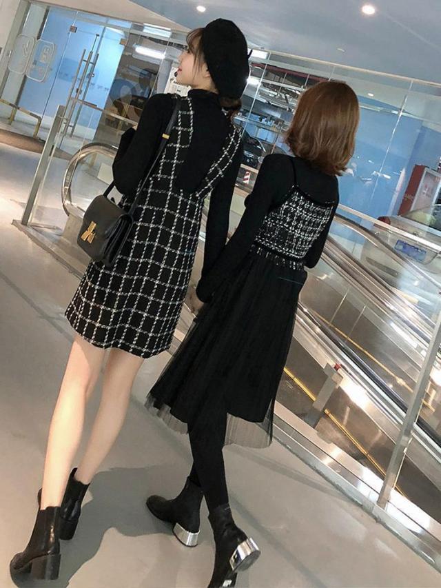 ワンピース セットアップ ミニスカート フレアスカート フレアワンピース ミニ ミニ丈 ひざ丈 膝上 袖あり 長袖 ハイネック タートルネック フレア タイト レース 上下セット 2点セット かわいい 大人可愛い きれいめ カジュアル 大人 上品 おしゃれ レトロ 大人女子 ラブリー_2