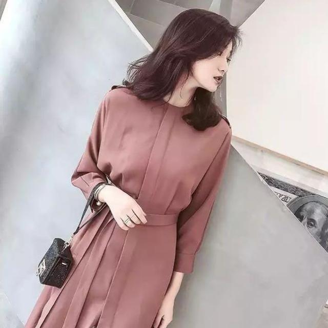 ワンピース フレアワンピース 長袖 Uネック かわいい 大人可愛い