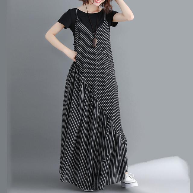 オールインワン パンツ レデイース サロペット オーバーオール つなぎ ワイドレッグ ロング丈 袖なし ノースリーブ Vネック かわいい 大人可愛い きれいめ シンプル カジュアル 大人 上品 おしゃれ レトロ ラブリー キュート フォーマル とろみ感 抜け感 ストライプ 春 夏_2