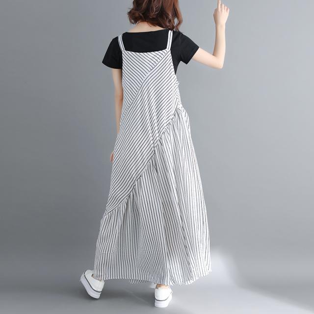 オールインワン パンツ レデイース サロペット オーバーオール つなぎ ワイドレッグ ロング丈 袖なし ノースリーブ Vネック かわいい 大人可愛い きれいめ シンプル カジュアル 大人 上品 おしゃれ レトロ ラブリー キュート フォーマル とろみ感 抜け感 ストライプ 春 夏_7