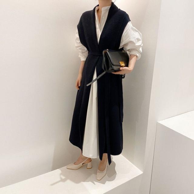 ジレ ロングベスト ニットベスト アウター ベスト ロング ロング丈 アンクル丈 袖なし ノースリーブ Vネック Iライン リブ 前開き ケーブルニット リブニット ジレ ロングベスト ニットベスト アウター ベスト ロング ロング